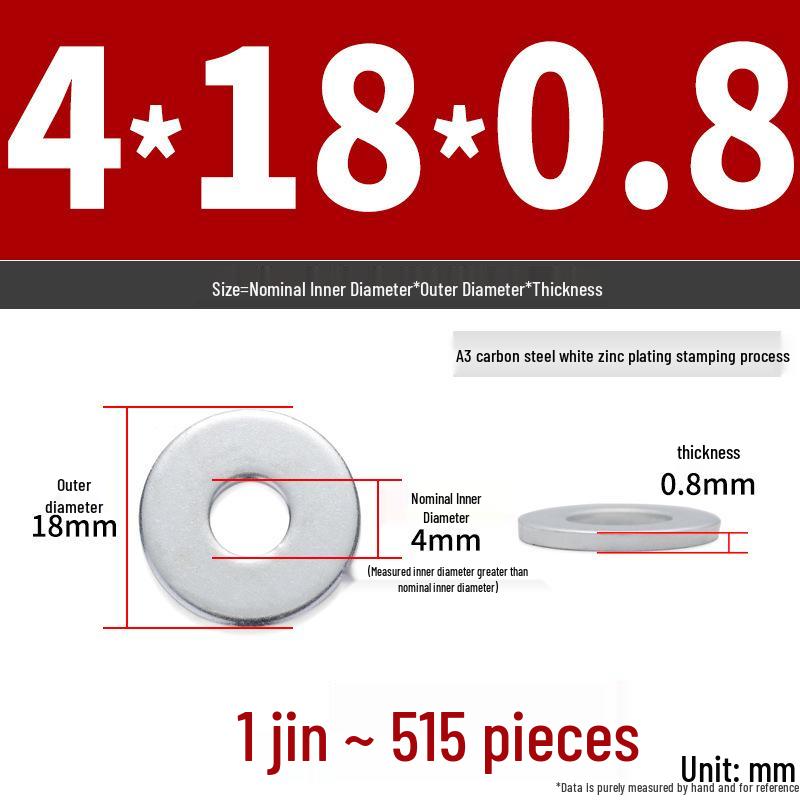 Extra Large Galvanized Metal Flat Washer - Thickened Round Screw Washer M6-M16