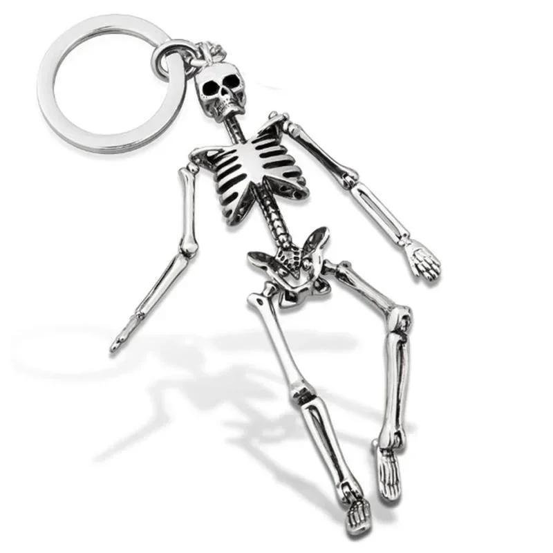 

2024 New Foldable Mens and Womens Personalized Creative Skull Pendant Key Chain Antique Silver Metal A