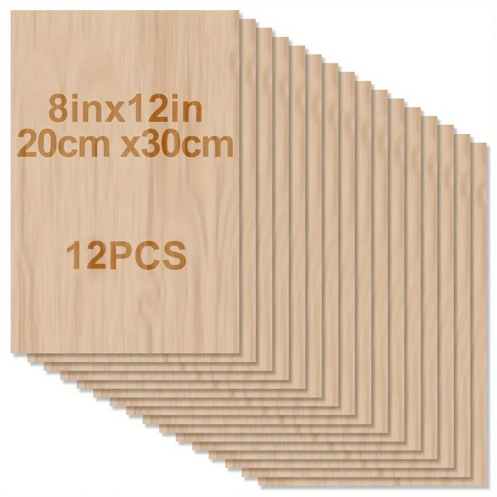 4Pcs Craft Wood Sheets 12x8in 20x30cm 2mm Thick Natural Plywood Boards Smooth Surface Unfinished Wood Panels For DIY Art
