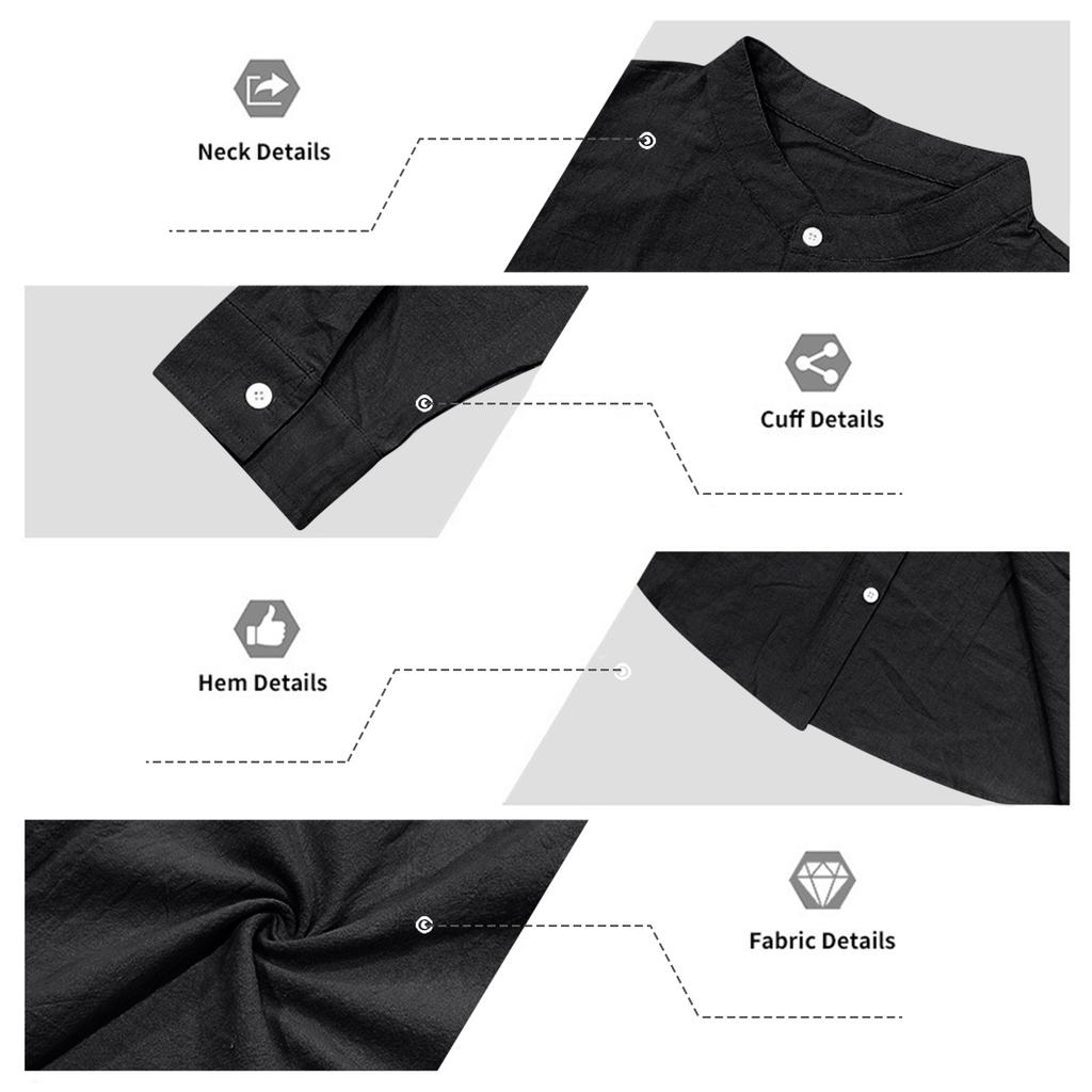 Men's Linen Shirt Collared Long-sleeved Shirt