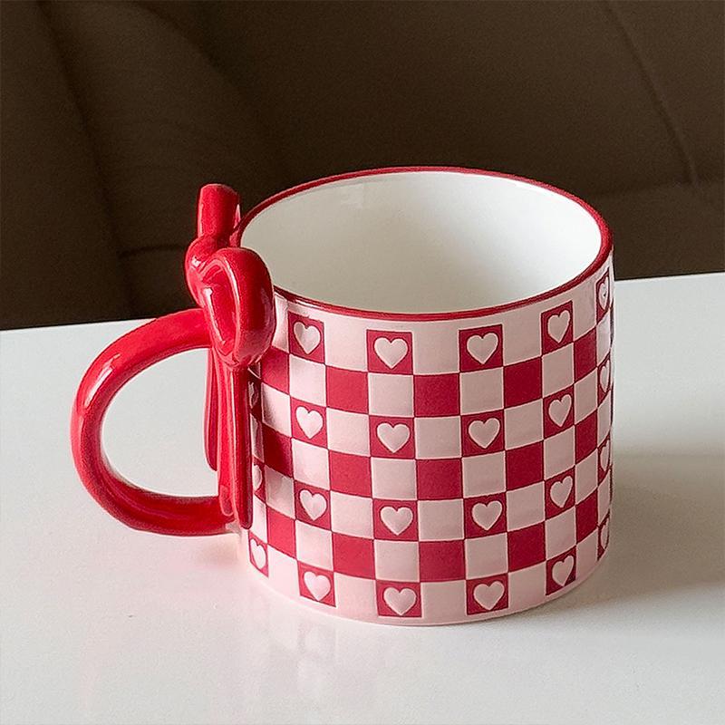 1PC Cup Souvenir Ceramic Gift Three-dimensional Offices Thick Home Elegant Durable Bow Practical