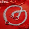 925 Sterling Silver Woven Mesh Heart Necklace - Banquet Gift Jewelry