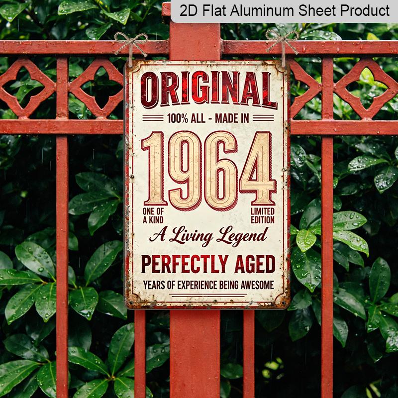 2D Flat Vintage Metal Aluminum Decorative Sign (8'' X 12''), Made in 1964, Perfectly Aged Living Legend Retro Wall Art, Home Decor for Bar, Living