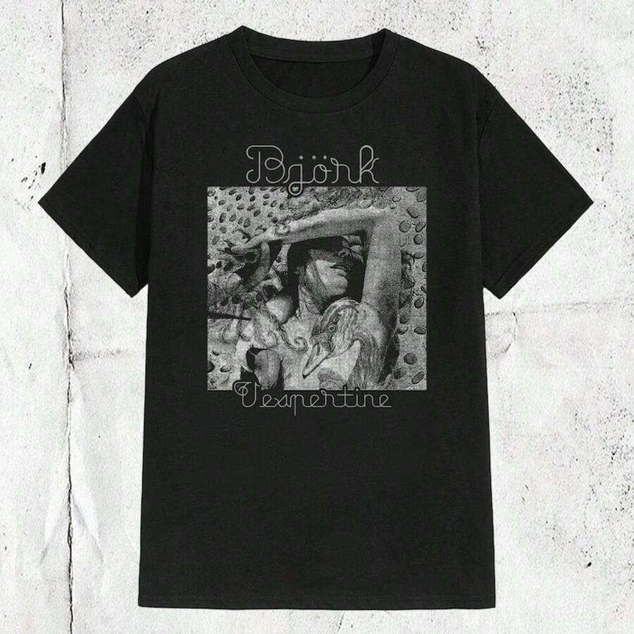 Футболка Bjork Vespertine 80-х 90-х 1 шт. Модная Эстетичная Женская Футболка - Базовый Повседневный Топ Идеально Подходит Для S разноцветный
