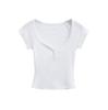 Summer New Female Spice Girls Solid Color V-neck Short-sleeved T-shirt Pure Desire Wind Slim Waist Elastic Tight Short Top