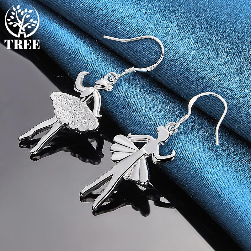 925 Sterling Silber Tanzendes Mädchen Tropfenohrring Schmuck