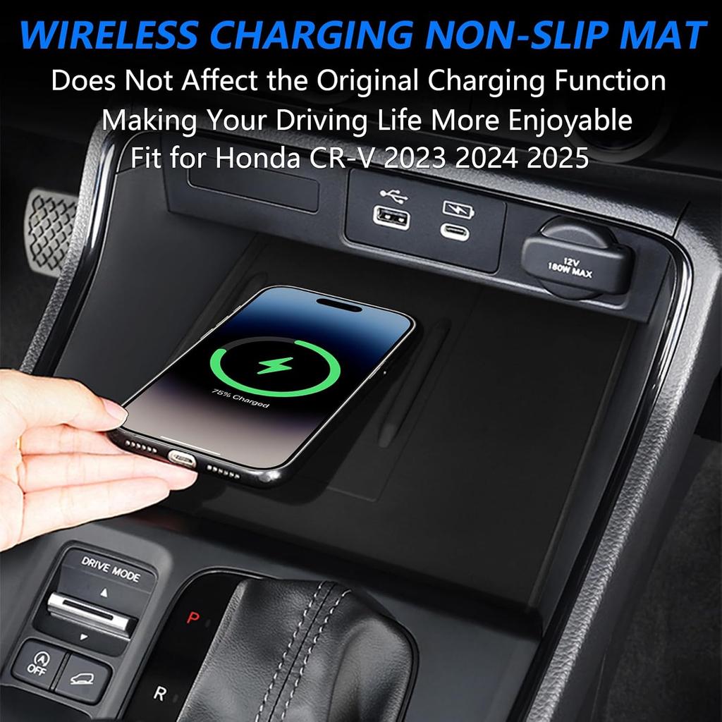 Car Center Console Wireless Charging Mat for Honda CRV CR-V 2023 2024 2025 | Console Charger Silicone Protective Non-Slip Pad Anti-Dust Liner for