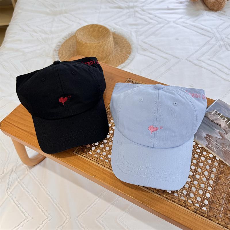 Love embroidery half-empty top baseball cap female summer student college wind can tie ponytail cap versatile sun hat