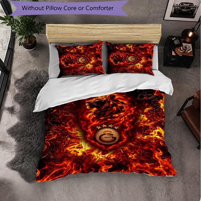 Galatasaray FC Themed Bedding 3Pcs Duvet Cover Set Decorative Bed Linen For Teen Room Home Decoration
