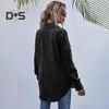 Spring Fall Coat with Chest Pockets Button-down Turn-down Collar Solid Color Corduroy Jacket Loose Casual Outerwear for Travel Work