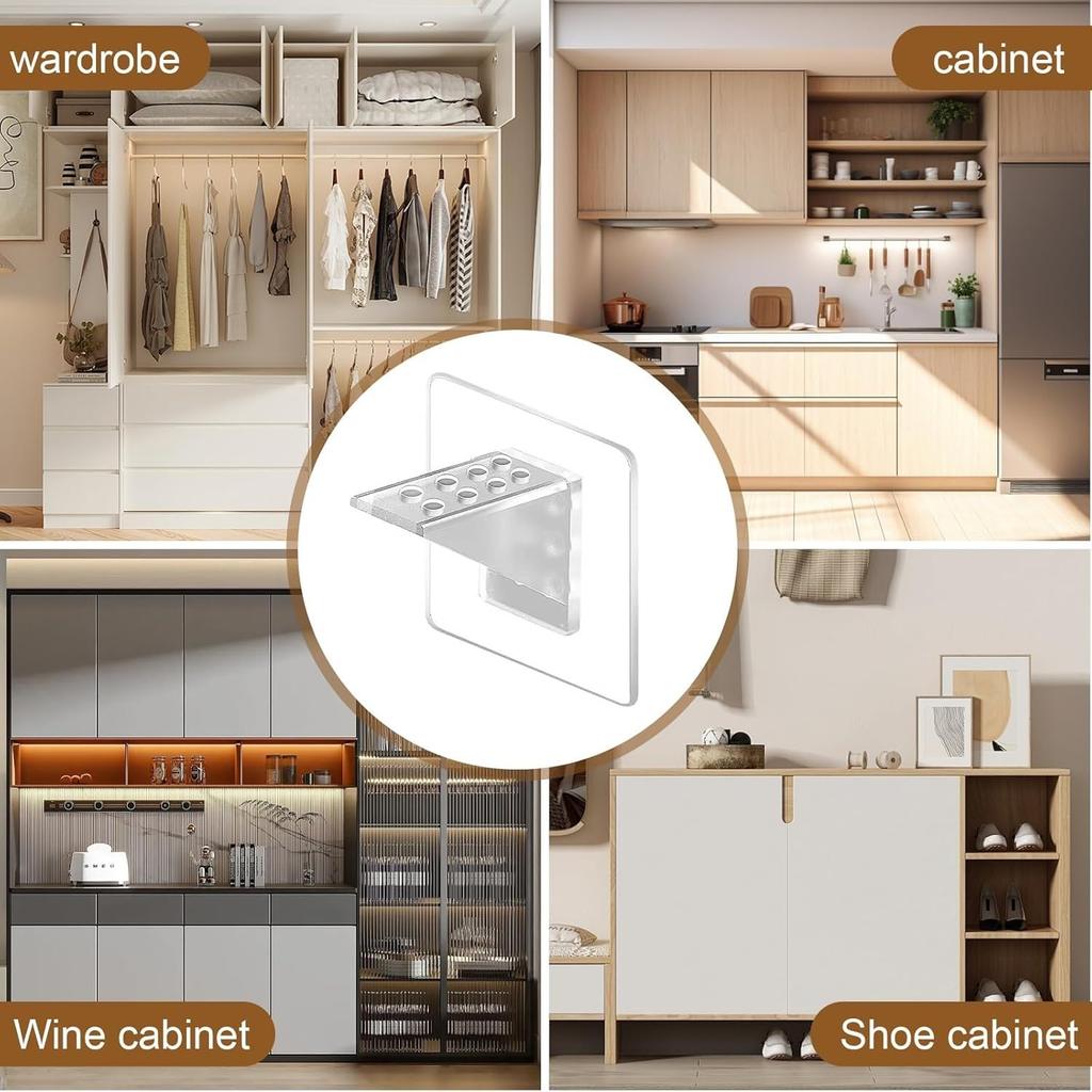 12Pcs Wardrobe Non-punching Non-marking Paste Layer Baffle Layered Drag Bracket Load-bearing Holder Support Plate 7 * 7cm