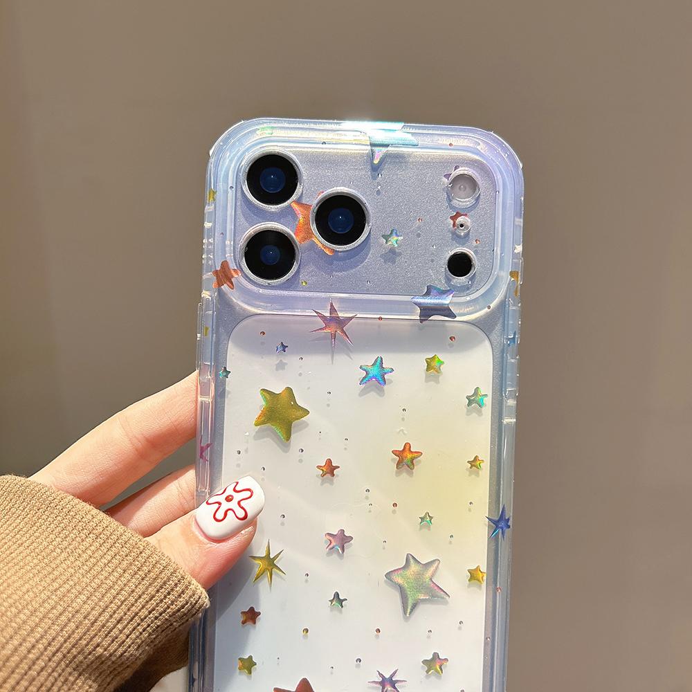 For Iphone 17 17pro 17Promax Laser Star Pattern Glitter Phone Case for IPhone 14 15 16 Pro Max Shockproof Protective Clear Cover