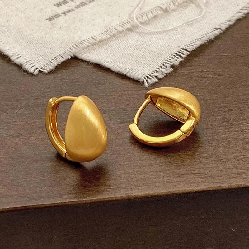 Tibetan Silver 18K Gold Plated Brushed Geometric Hoop Earrings for Women Trendy Fashion  Minimalist Accessories