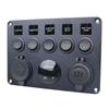 Waterproof Marine Boat Rocker Switch Panel 5 Gang with Twin USB Slot Socket 2.1A + Voltmeter for Car RVs Vehicle