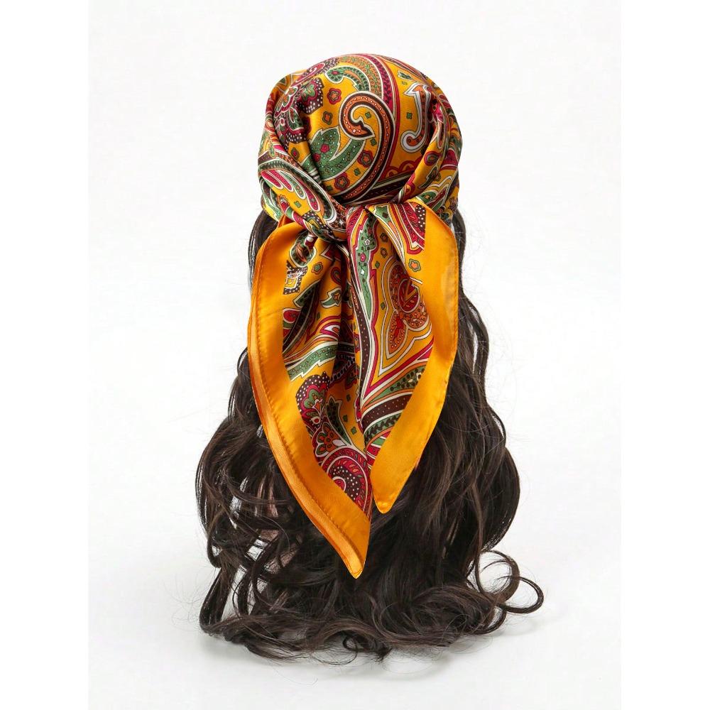 Luxury Print Imitation Silk Square Scarf Thin Hair Scarf Headband New Neck Tie Shawl Wraps  Women