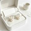 Korean-Japanese High-End Zircon Bow Pearl Earrings: Elegant, Versatile, Fashion-Forward Studs