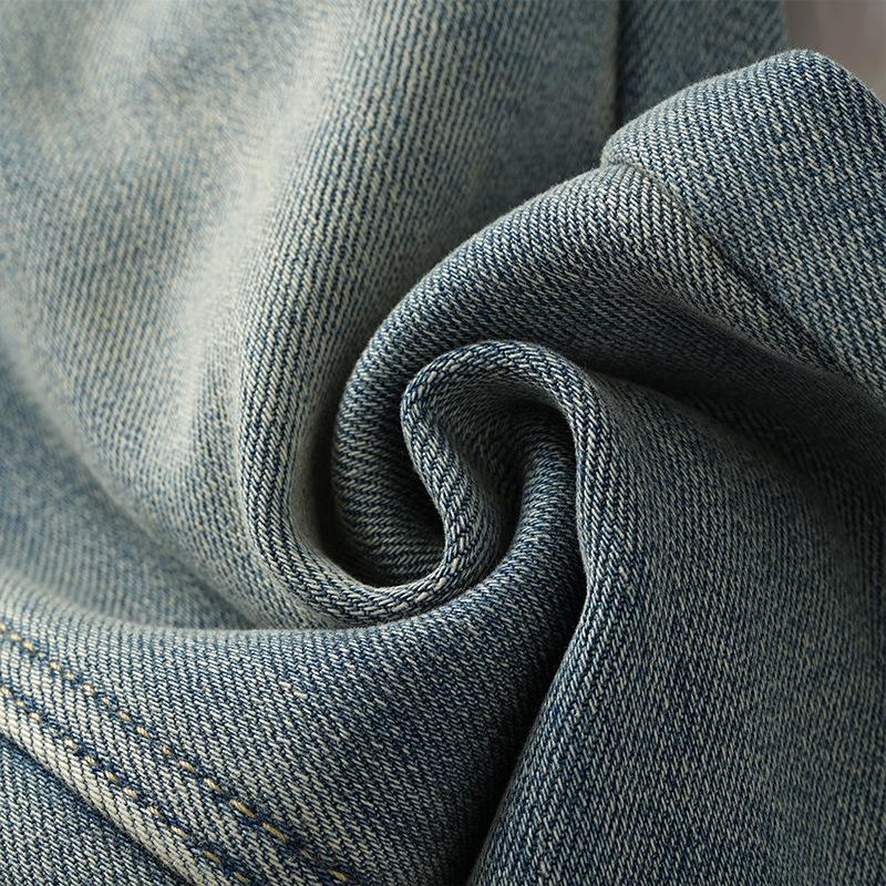 Women's Petite High-Waisted Light Blue Fleece-Lined Micro-Flared Jeans 2024 Autumn/Winter Horseshoe Style
