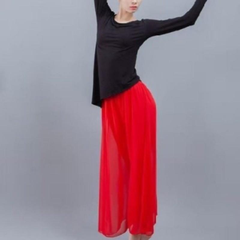 Women's Summer Double-Layer Chiffon Wide-Leg Pants: Elastic Waist, Casual, Lightweight, Loose-Fitting, Slimming, Cropped Length