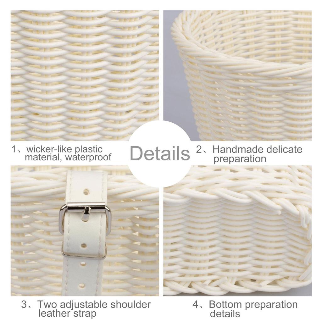 Colorful Woven Rattan Bike Basket for Children's Bicycle - Washable Frame Accessory