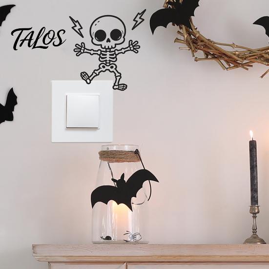 Talos Halloween Skeleton Light Switch Sticker, Decal, Removable Decals, PVC Waterproof Wall Art for Home Bedroom Living Room Entrance Decor