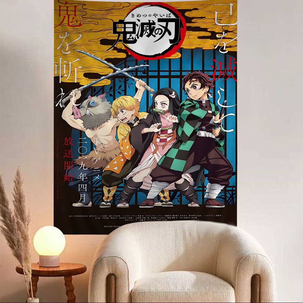 

DDemon SSlayer The Movie DIY Wall Tapestry Hanging Tarot Hippie Wall Rugs Dorm INS Home Decor 74x94cm(29x37in)
