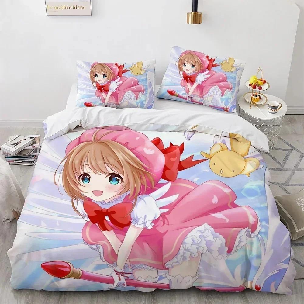 Comforter Card Captor Sakura Bedding Set 3D Printing Anime Girl Decoration For Children'S Room Queen King Size