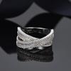 S925 Sterling Silver Double-Layer Cross Diamond Ring - High-End European & American Jewelry