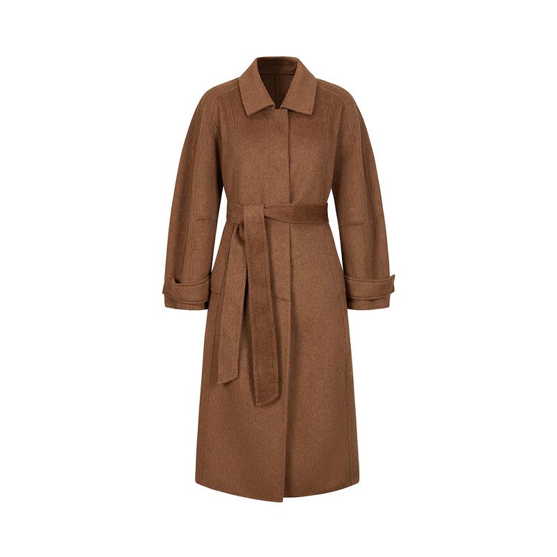 JUZI Annacau True Self Series Women's Elegant Pocket Lapel Long Winter Coat
