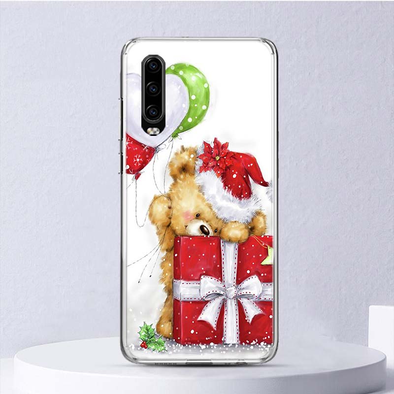 

Счастливого Рождества милый медведь подарок мягкий чехол для Huawei P30 Lite P40 P20 P10 P50 Pro чехол для телефона Mate 20 30 40 10 P30Lite Shell Fund Huawei Mate 20 Pro