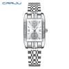 CRRJU New Watch 5017 Women's Watch Stainless Steel Strap Simple Square Business Fashion Watch