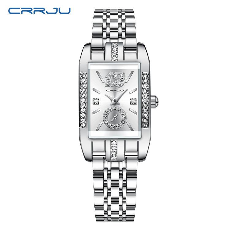 CRRJU New Watch 5017 Women's Watch Stainless Steel Strap Simple Square Business Fashion Watch