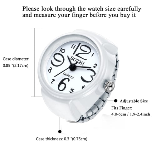 JEWELRYWE Ring Watch, Business, Fashion, Waterproof, Flip-Up Cover, Numeric Dial, Sports, Quartz Movement, Stainless Steel
