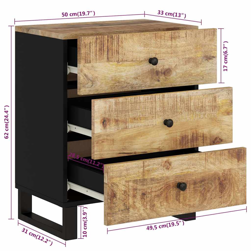Nightstand 50 x 33 x 62 cm Solid Mango Wood & Engineered Wood