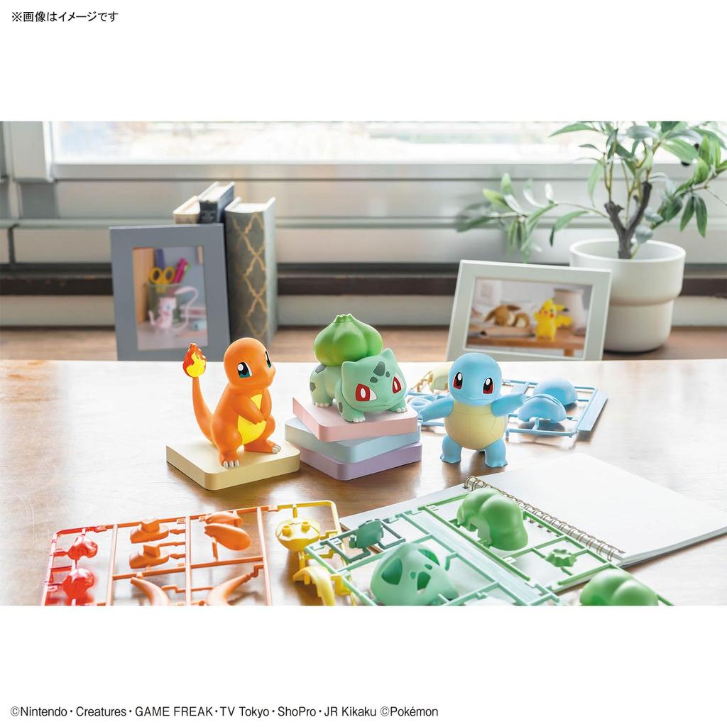 BANDAI SPIRITS Pokemon Plastic Model Collection Quick Charmander Bulbasaur Squirtle Sett Plast Model 11+13+17 & & Fargekodet