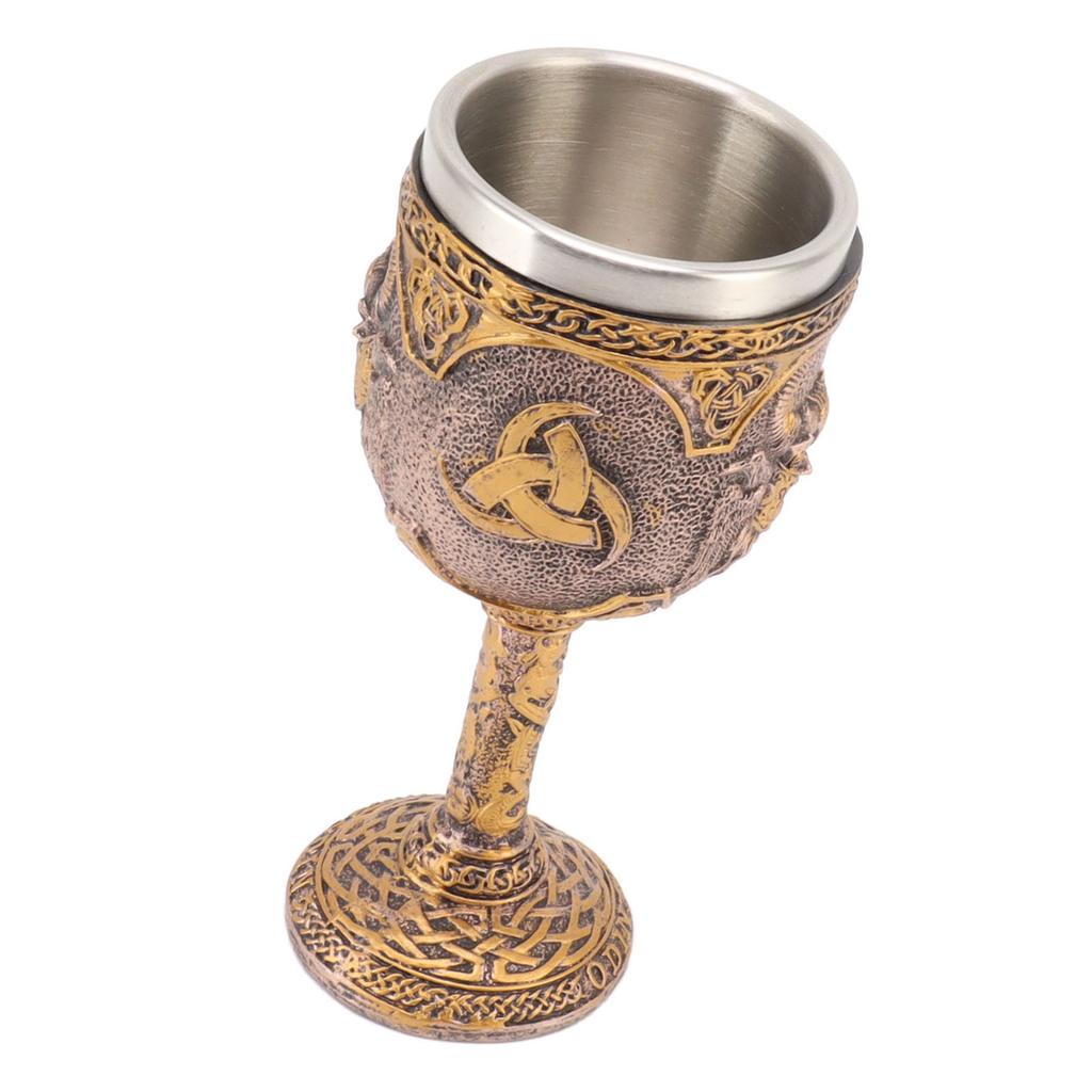 Nordic Viking Goblet Retro Resin Stainless Steel Beer Cup for Cocktails Whisky Red Wine