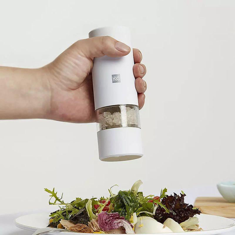 Xiaomi HUOHOU Automatic Electric Pepper Salt Grinder LED Light 5 Modes Spice Grain Porcelain Grinding Ceramic Burr Mill