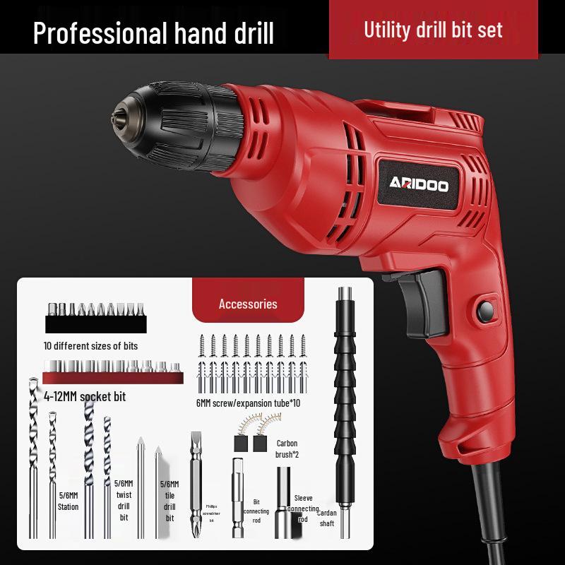 Multifunktionale elektrische Handbohrmaschine, 220V kabelgebunden mit Pistolengriff, arbeitssparendes Elektrowerkzeug