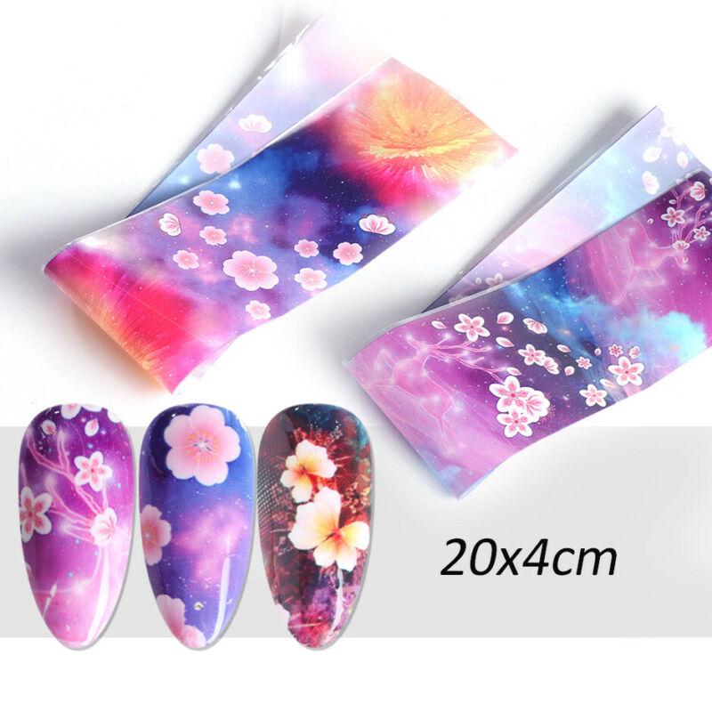 Folii pentru unghii Autocolante de transfer Decalcomanii Floare holografică Nail Art Starry Paper DIY