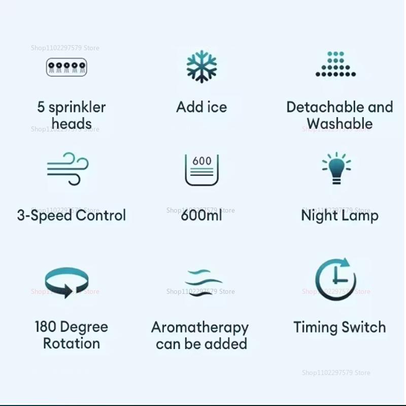 3 in 1 Portable Small Air Cooler Fan with Humidifier LED Night Light, Adjustable Temperature Home Office Air Conditioner Cooler