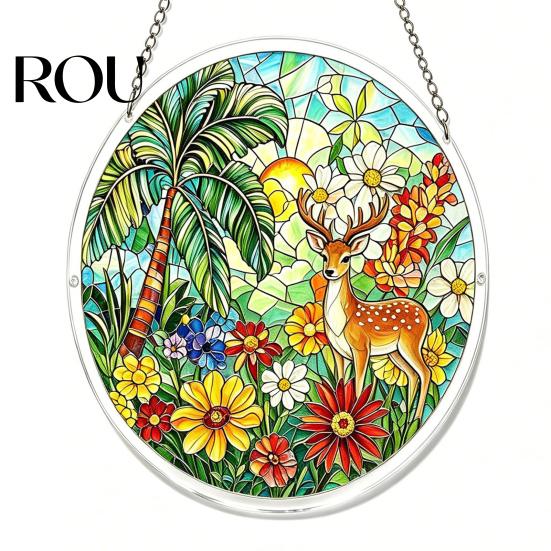 Unique Acrylic Puzzle Gift Sun Catcher with Colorful Light Projection, DIY Window Hanging Decor Stained Glass for Garden Patio Living Room, UV Printed