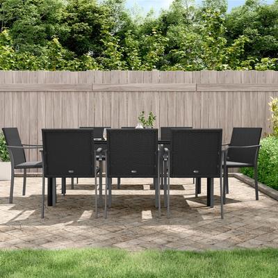 Vidaxl 9-Cz. Garden Furniture Set With Cushions, PE Rattan And Steel