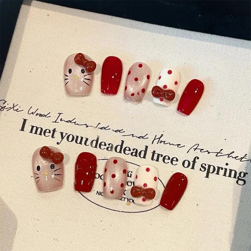 Adorable Cat Eye Short Nails – Whimsical Cartoon Design