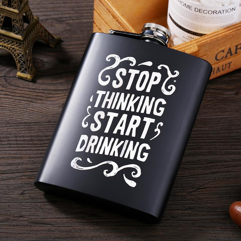 8 OZ Ounces Black Matte Metal Gift Stainless Steel Hip Flask Flagon Alcohol Bottle Whisky Vodka Laser Engraved LOGO Custom Made