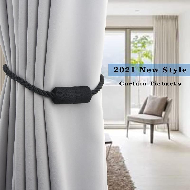 2 Pack Strong Magnetic Curtain Tiebacks Elegant Decorative Tie Backs Modern Rope Tiebacks for Drapes Window Curtain Holdbacks