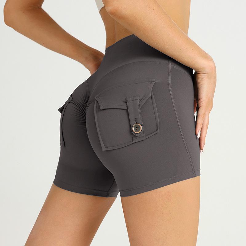 

Трансграничные шорты для йоги с высокой талией и эффектом «нюдовой кожи» для женщин - «Персиковые ягодицы», шорты для бега в европейском и американском стиле Medium