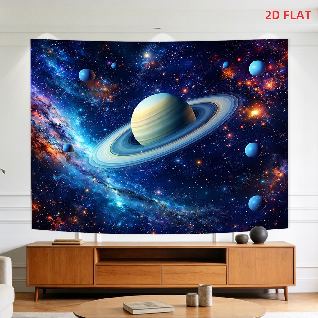 2D-Flachdesign, 1 großer horizontaler Wandbehang - geeignet für Saturn- und Planeten-Wanddekoration