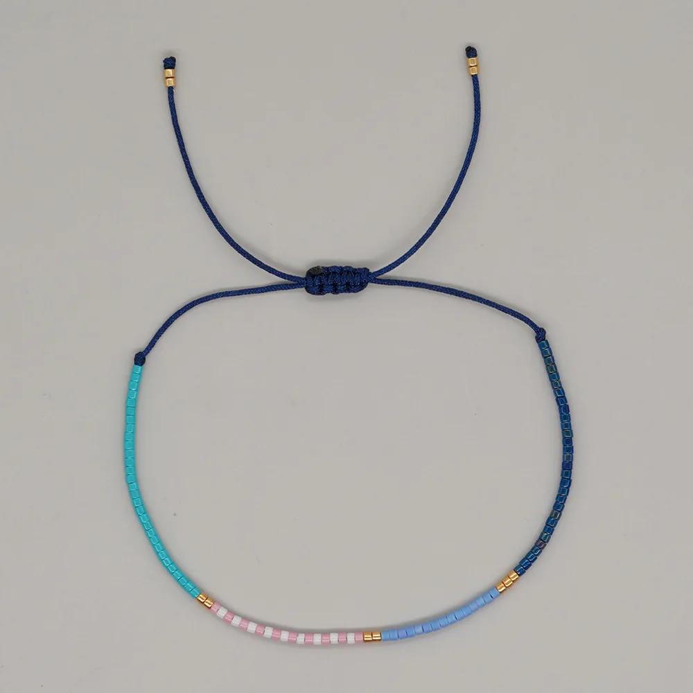 2026 New Boho Colorful Acrylic Bead Thin Chains Couple Bracelet for Women Luxury Handmade Small Ball Bangle Jewelry Accessories