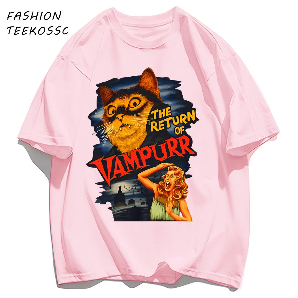 The Return Of Cat Print Men T Shirts AllMatch Soft Short Sleeve Hip Hop Fashion Summer Basics TShirt Unisex Cotton Loose Top