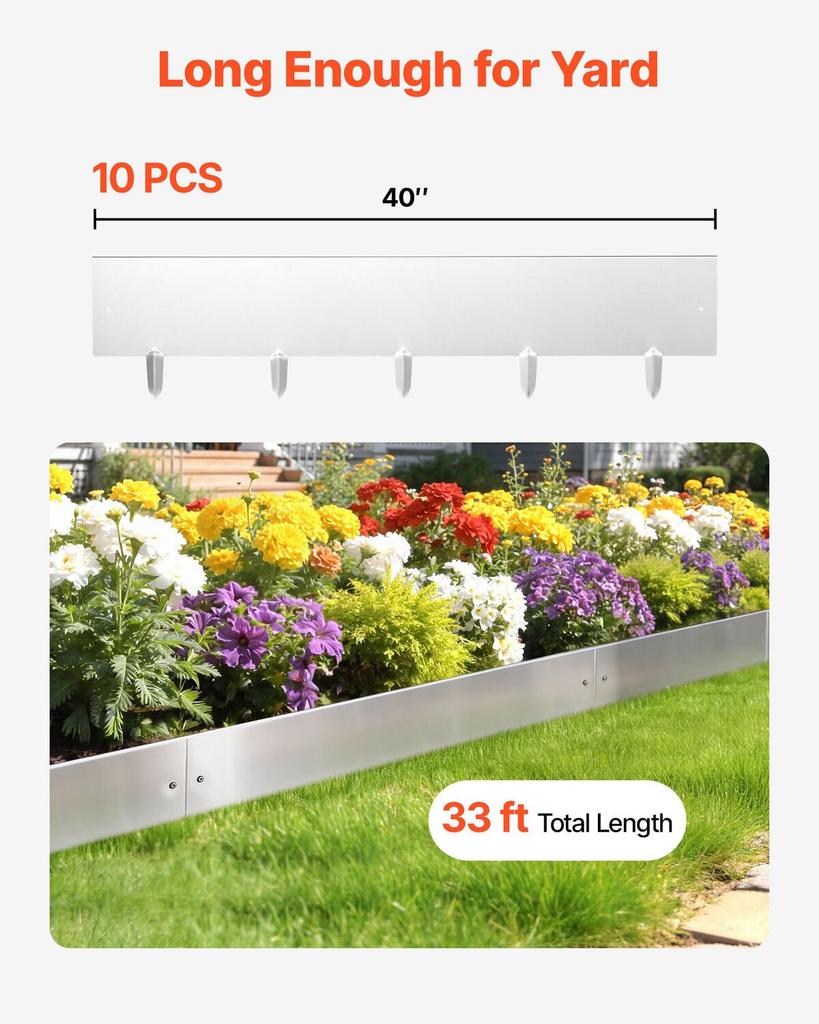 Corten Steel Landscape Edging, 10-Pack 100 X 23 Cm Metal Edging for Landscaping with 11 Connecting Plates, Easy-to-Install, Metal Garden Edge Border