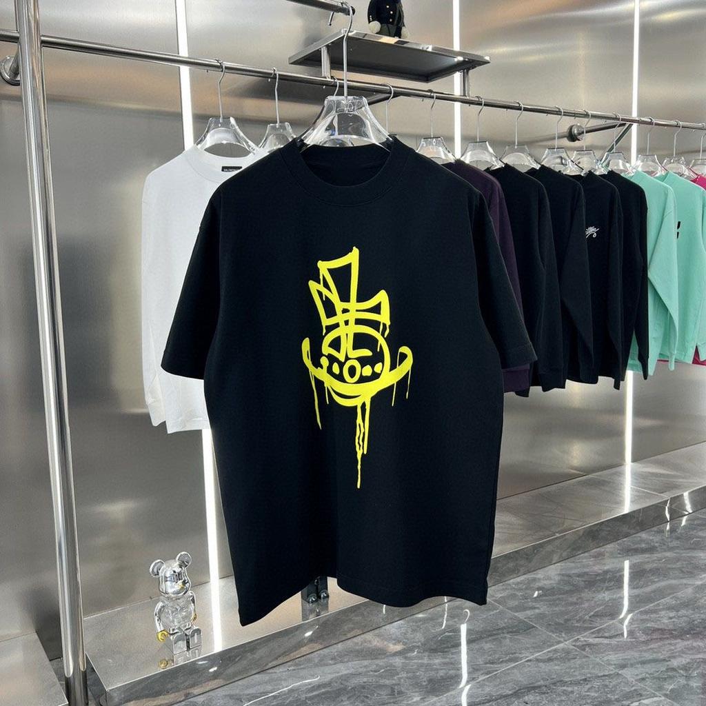 2025 New Summer High-quality Pure Cotton Planet Print Men's and Women's Same T-shirt Sports and Leisure Short-sleeved Tee's